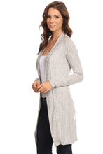 Load image into Gallery viewer, Women's Ribbed Open Front Long Sleeve Cardigan Small to 3XL Made in USA