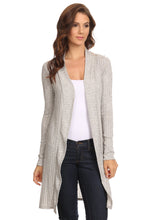 Load image into Gallery viewer, Women's Ribbed Open Front Long Sleeve Cardigan Small to 3XL Made in USA