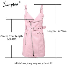 Load image into Gallery viewer, V-neck Sash Zipper Mini Dress