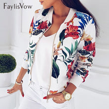 Load image into Gallery viewer, 4XL 5XL Big Size Women Short Jacket Retro Floral Printed Long Sleeve Zipper Bomber Jackets Autumn Coat Female Biker Outwear Tops
