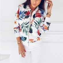 Load image into Gallery viewer, 4XL 5XL Big Size Women Short Jacket Retro Floral Printed Long Sleeve Zipper Bomber Jackets Autumn Coat Female Biker Outwear Tops