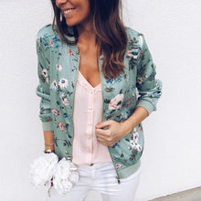 Load image into Gallery viewer, 4XL 5XL Big Size Women Short Jacket Retro Floral Printed Long Sleeve Zipper Bomber Jackets Autumn Coat Female Biker Outwear Tops